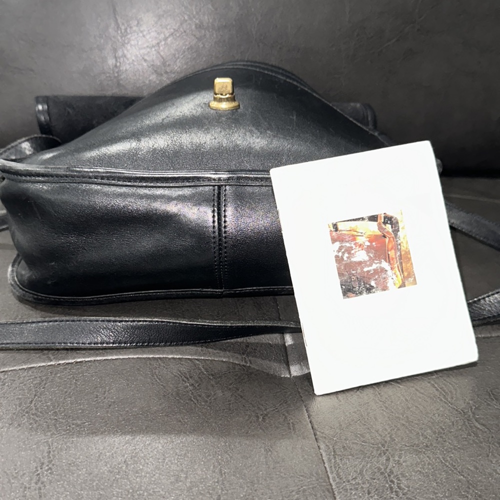 Coach Black Leather Shoulder Bag with Gold Turnlock - Picture 10 of 12
